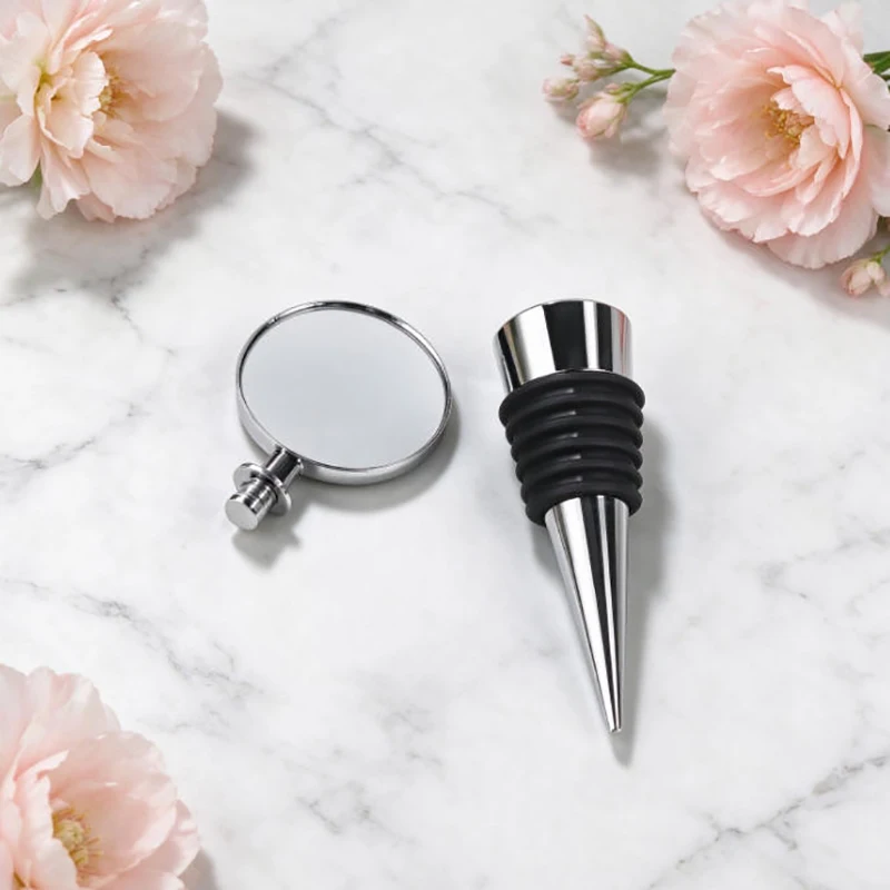 5PCS Blank Metal Wine Bottle Stopper DIY Round Crystal Dome Cabochon Accessories Reusable Champagne Stopper For Wine Bar Tool