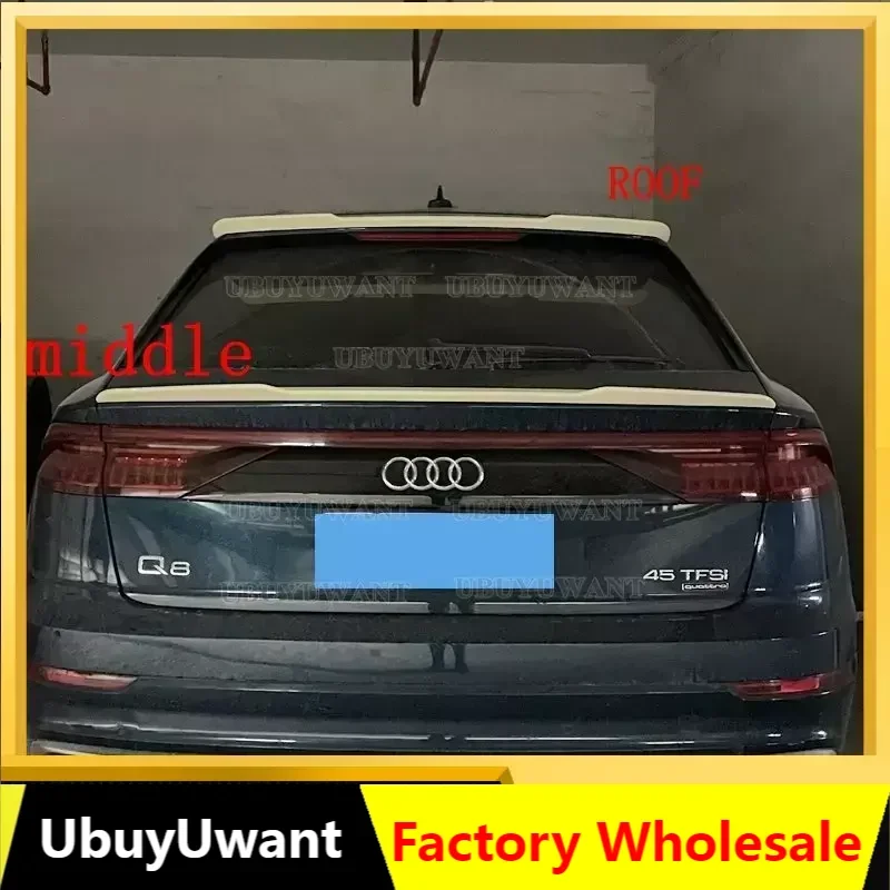 Rear Roof Lip Spoiler For Audi Q8 S-Line 2018- Rear Wing Extension ABS Plastic Gloss Black Car Tail Trunk Wing Universal Spoiler