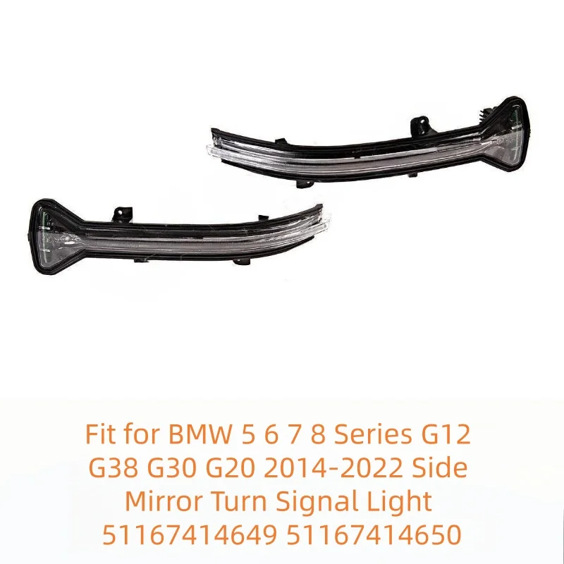 Fit for BMW 5 6 7 8 Series G12 G38 G30 G20 2014-2022 Side Mirror Turn Signal Light 51167414649 51167414650