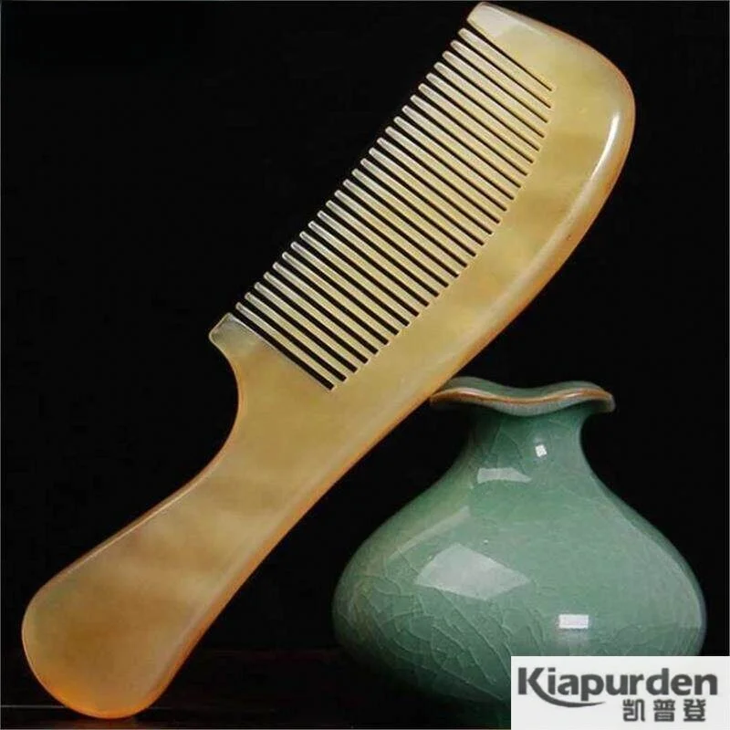 Natural Bull Horn Half Moon Massage Comb Thickened Anti-static for Ladies Long Hair Home Use Styling Comb Easy to Carry