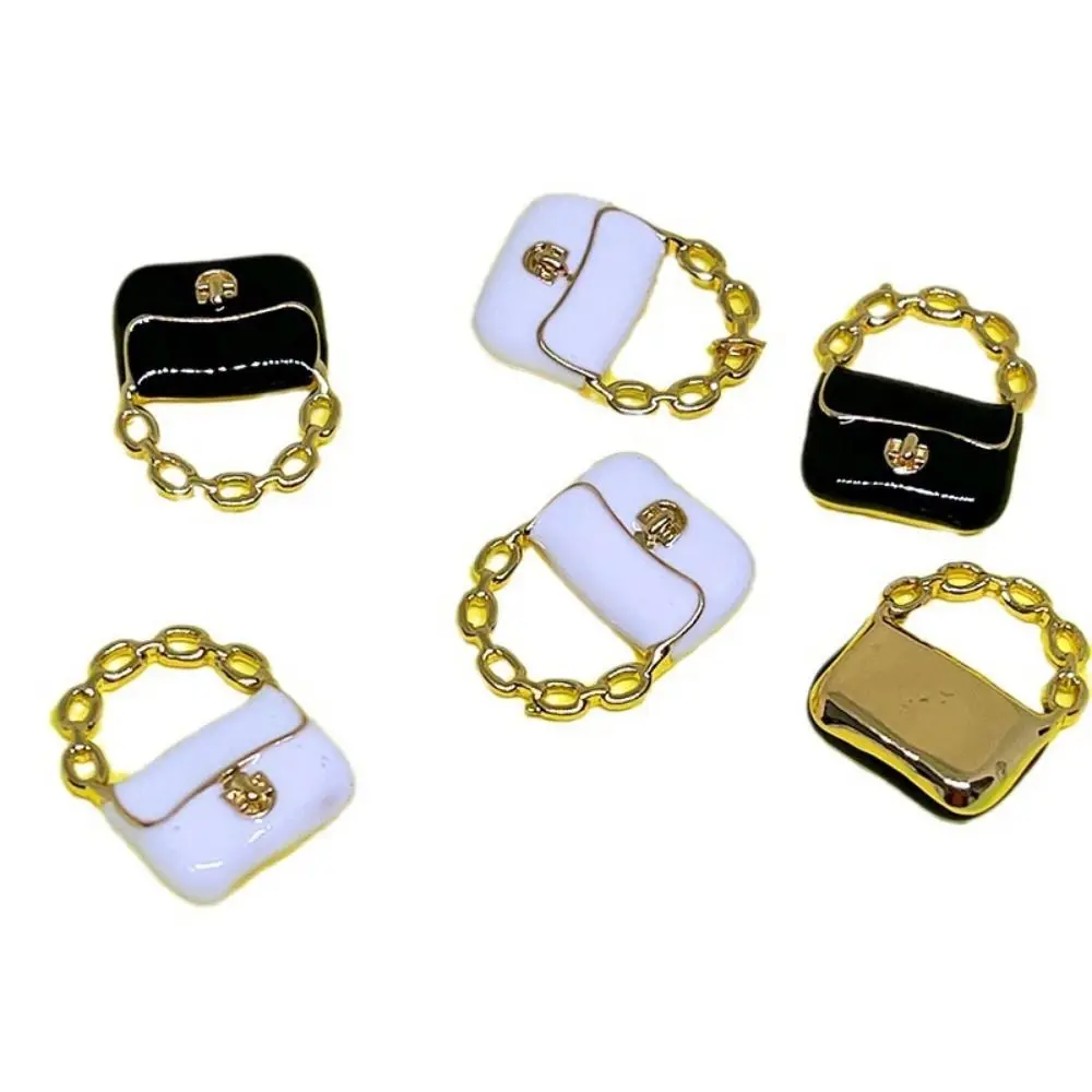 DIY لعبة دمية مصغرة حقيبة يد معدنية أسود/أبيض أزياء دمية مصغرة حقيبة الديكور لطيف دمية سلسلة معدنية صغيرة حقيبة