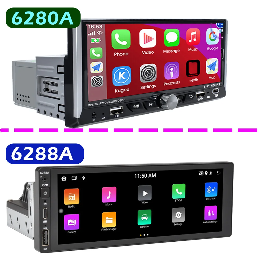 Android 12 6.9インチ カーラジオ 1DIN GPS Wi-Fi Bluetooth