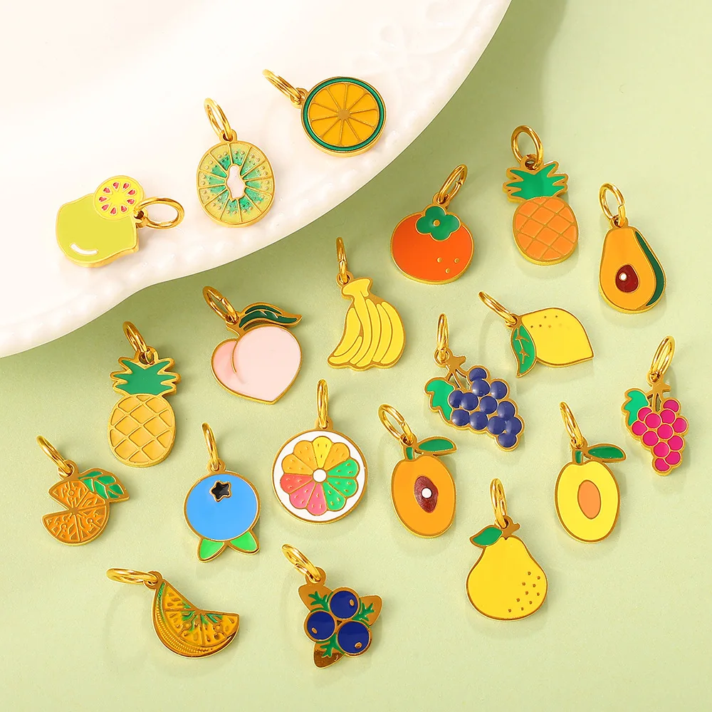 Yori 3Pcs Dopamine-enhanced Fruit Lemon Slice Oil Drop Pendant Charms Jewelry Making Supplies DIY Necklace Bracelet Gift