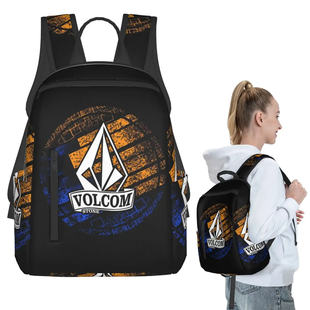 Half Diamond Volkom Backpack Student BookBag Boys Girls School Bag Laptop Shoulder Bags Men Women