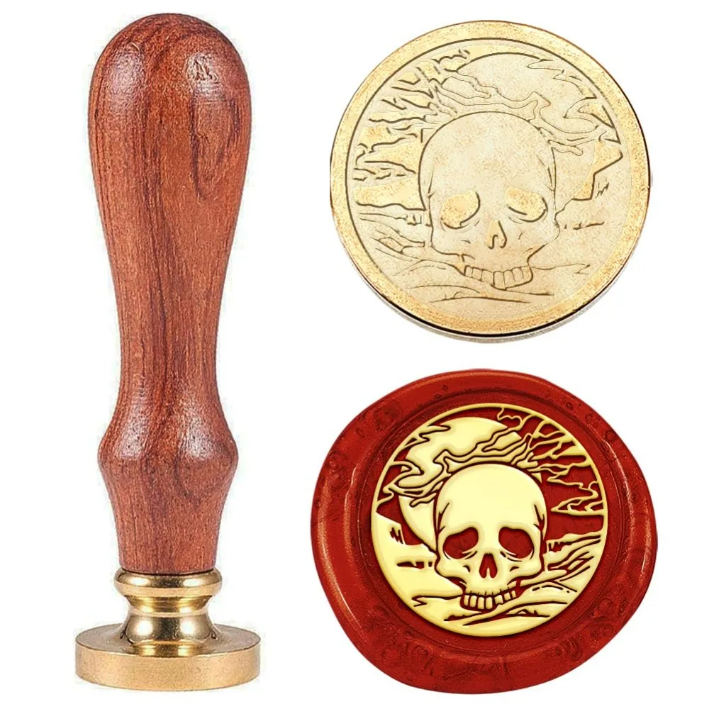 1 Stück Totenkopf Wachssiegel Stempel Vintage Skelett Wachs Siegelstempel Geschenk für Weihnachten 30 mm Einladungskarte Geschenk Dekoration