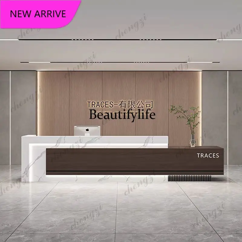 PPP  Modern Simple Reception Desk Baking Paint Company Hotel Lobby Reception Cabinet Bar Checkout Page Rezeption Theke