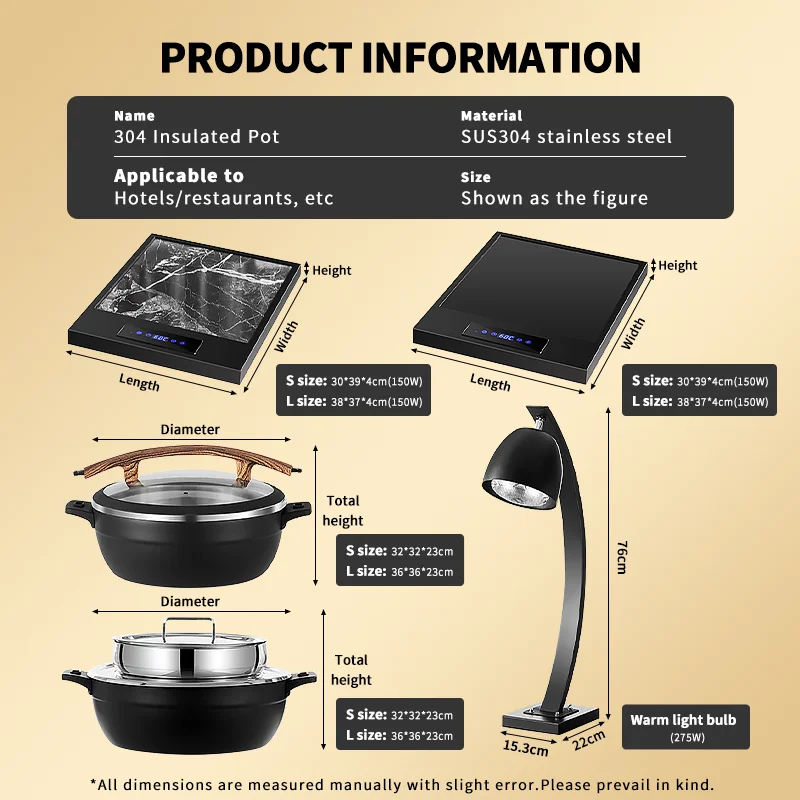 Black Color Buffet Food Pot Warmer Food Heat Warming Lamps Marbling Touch Control Electric Warming Tray for Catering