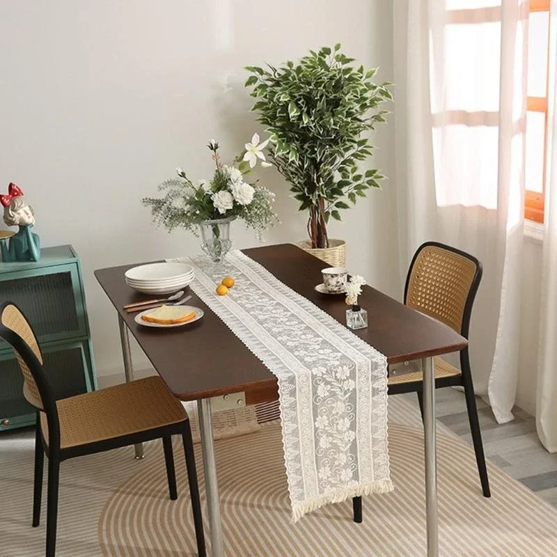 Tablecloth Classical Lace Table Overlay Table Runner Perfectly for Wedding Receptions and Festival Celebration M4YD