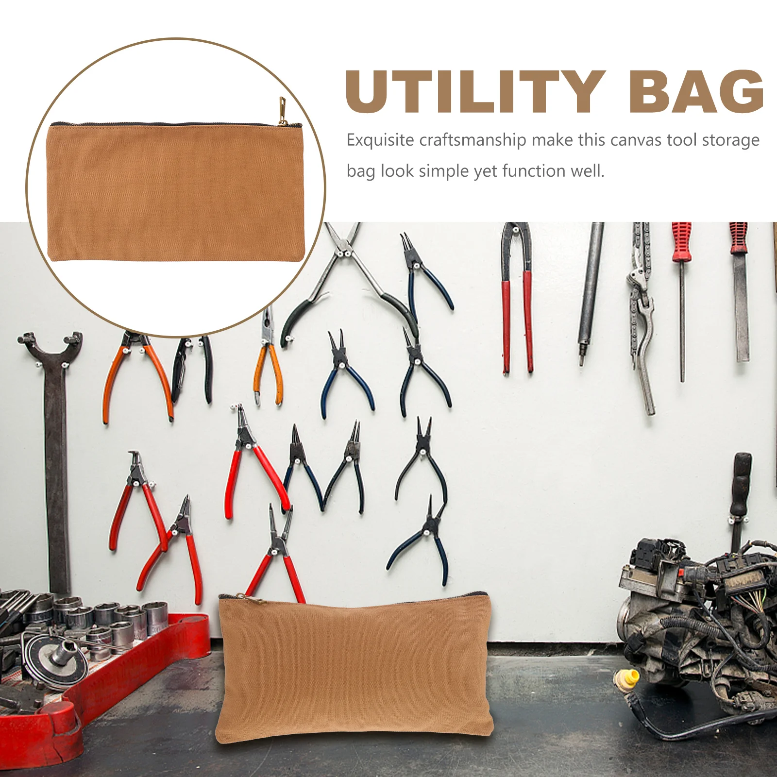 Canvas Tool Bag Electrician Belt Kit Small Hand Portable Bags Pouch with Zipper Tote Man