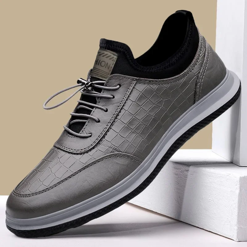 

Men Casual Shoes Autumn Pop Leather Shoes for Men Comfortable Soft Sole Moccasin Breathable Non-slip Walking Shoes Men Sneakers