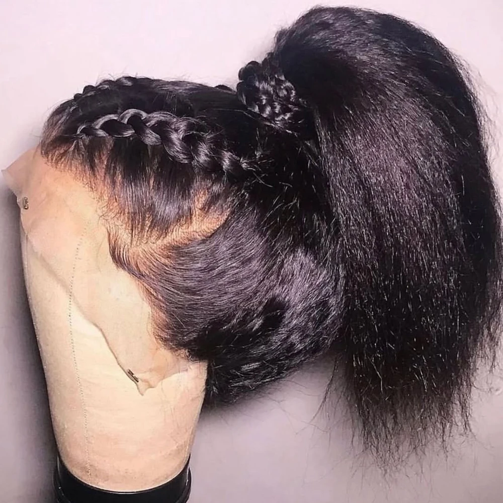 300 Density Kinky Straight 360 Full Lace Front Wigs 100% Human Hair 30 40 Inches Brazilian 13x6 HD Lace Frontal Wig Preplucked image 2