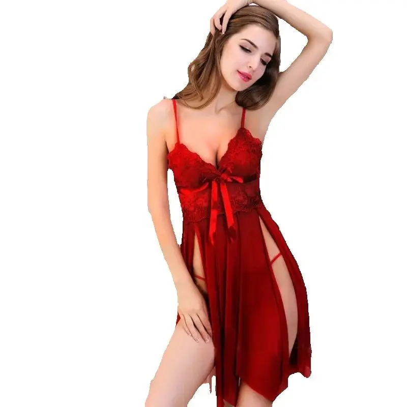 

Сексуальное и пряное европейское и американское кружевное прозрачное сетчатое белье больших размеров с открытой спиной, сексуальные женские пижамы с разрезом