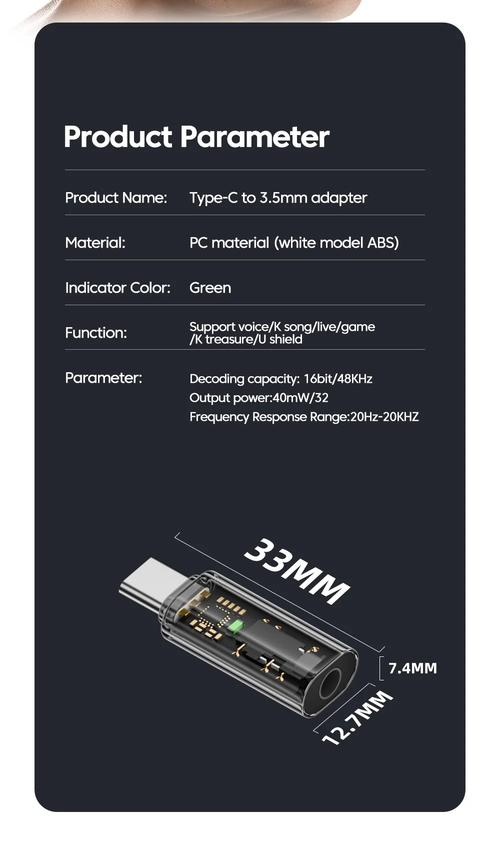 DAC USB Type C To 3.5MM Headphone Adapter USB C Male to 3.5 Jack Audio Converter for iPhone 15 Samsung Support Voice Call U Disk