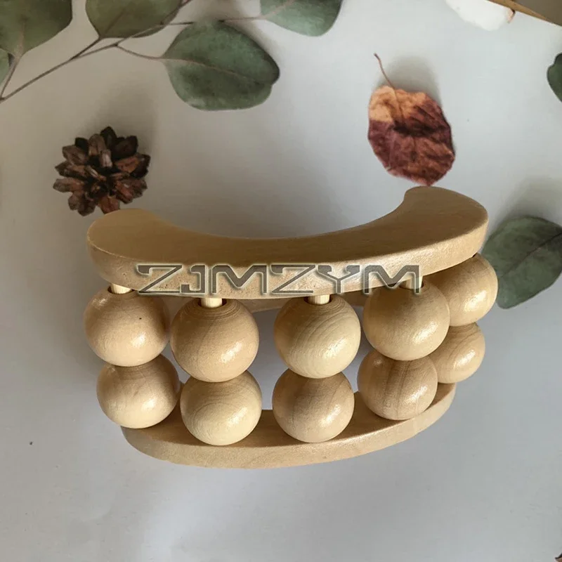 

Wooden Round Beads Massager Therapy Roller Massage Tool Handheld Back Muscle Acupoint Relaxation Lymphatic Drainage Body Gua Sha