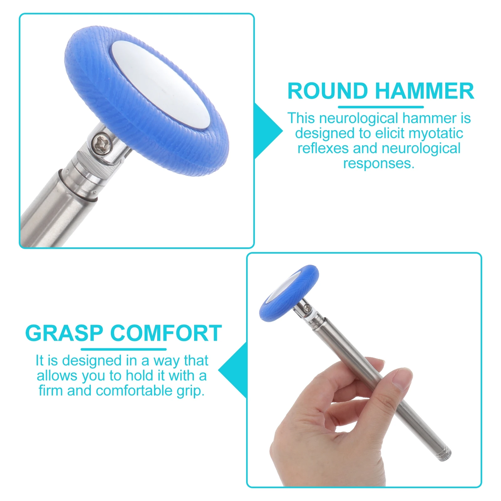 

Portable Medical Diagnostic Hammer Neurological Reflex Sensory Testing Zinc Alloy Round Plexor Nerve Response Metal