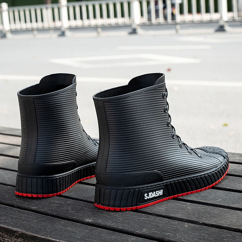 

Водонепроницаемые нескользящие кухонные резиновые сапоги Faionable, мужские рабочие сапоги Se oes, противоскользящие, против запаха, для улицы, очень Rider Ru...