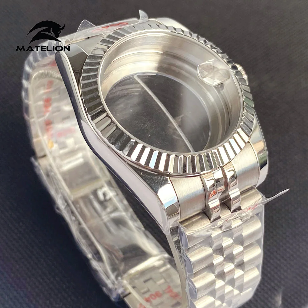 Matelion Silver 36mm 39mm Fluted Curved Watch Case for NH34 NH35 NH36 NH38 NH39 NH70 NH72 ETA2824 PT5000 Jubilee Bracelet