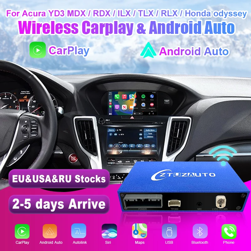 

2024 Newest Wireless CarPlay per Acura RDX MDX ILX RLX TLX Honda Odyssey Mirror Link AirPlay Android funzioni Auto lettore Radio