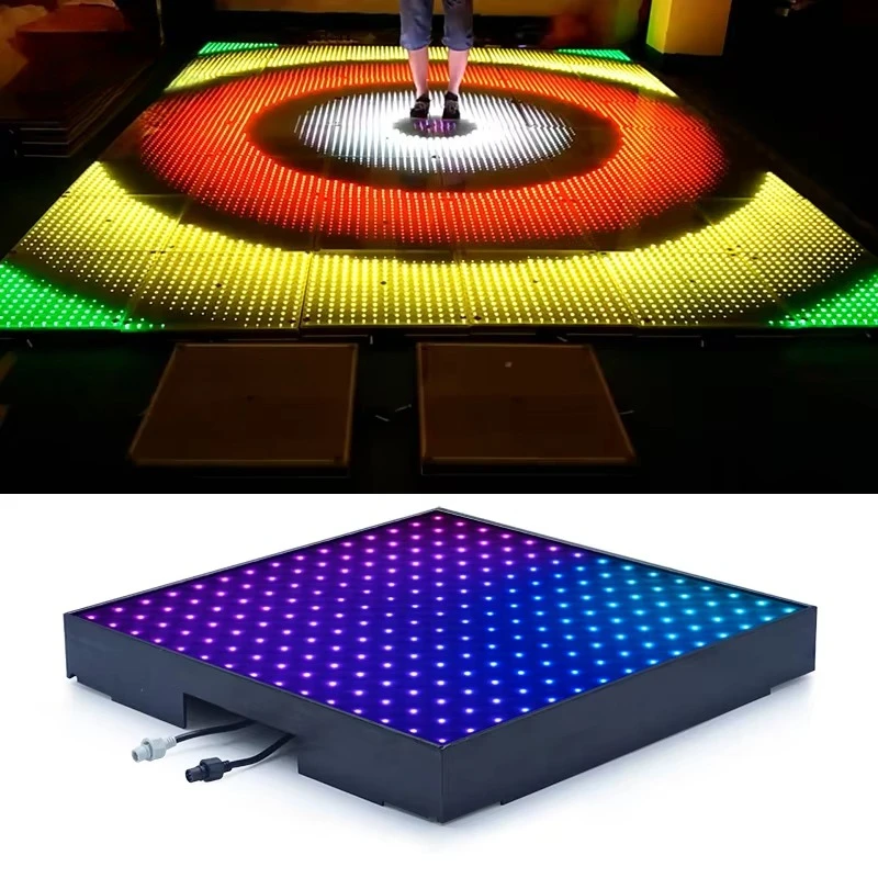Show Time Stage Light Digital LED Dance Floor Panel Portable Tempered Glass Point Control Video Pixel Floor for Club Wedding