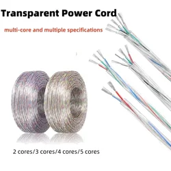 1/2/5m Transparent Power Cord 28/26/24/22/20/18/16AWG PVC Insulation Tinned Copper Cable 2 3 4 5 Cores LED Light Electric Wire