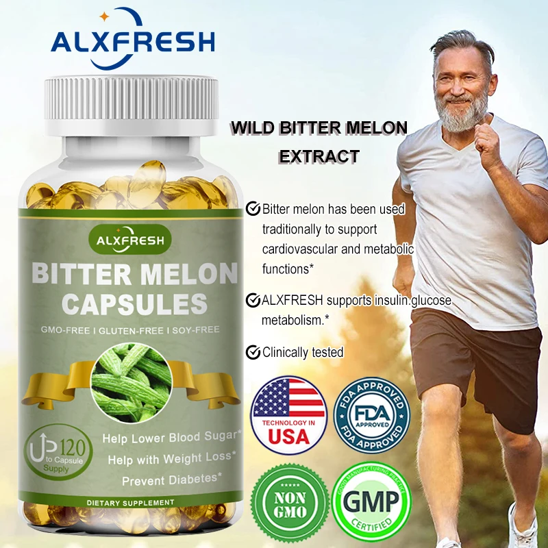 

Alxfresh Extra Strength Bitter Melon 2500 mg 16:1 Supplement, Organic, Non-GMO, Vegan, ,Gluten Free 120/ 60 Plant-Based Caplets