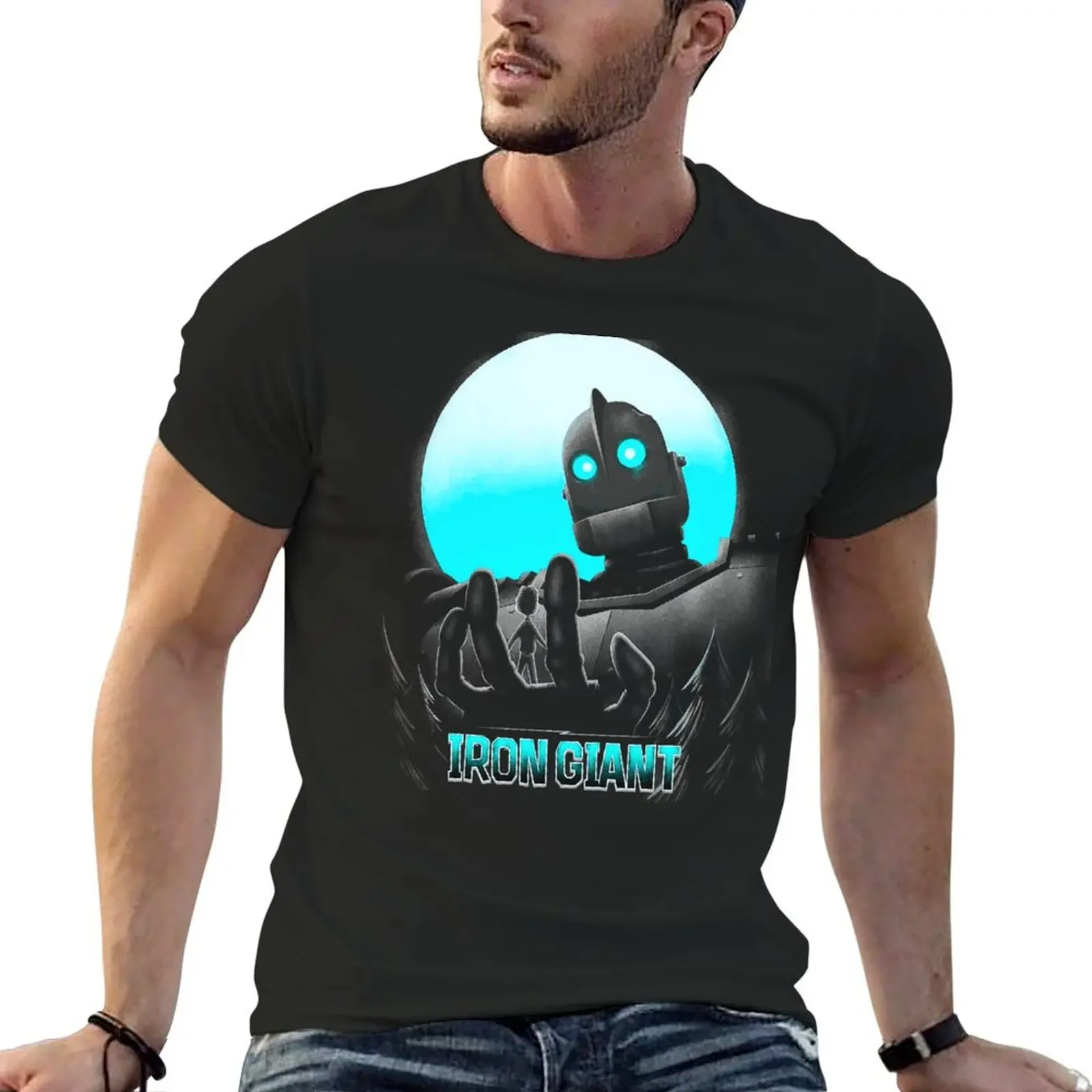 iron GIANT moon blue T-Shirt anime t shirts tops customizeds fruit of the loom mens t shirts