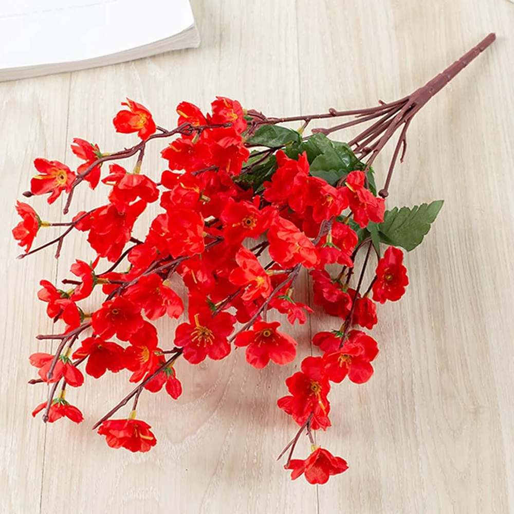 

Artificial Flower Silk Peach Blossom Branch Plum Cherry Blossom Party Arrangement Accessories for Office Table Hotel Decoration