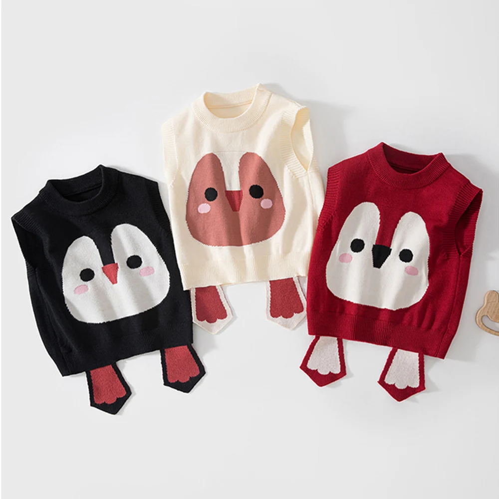 Baby Girl Knit Vest Cute Pattern Spring Autumn Infant Boutique Clothing Pullover Baby Girl Outerwear Waistcoat Unisex Vests