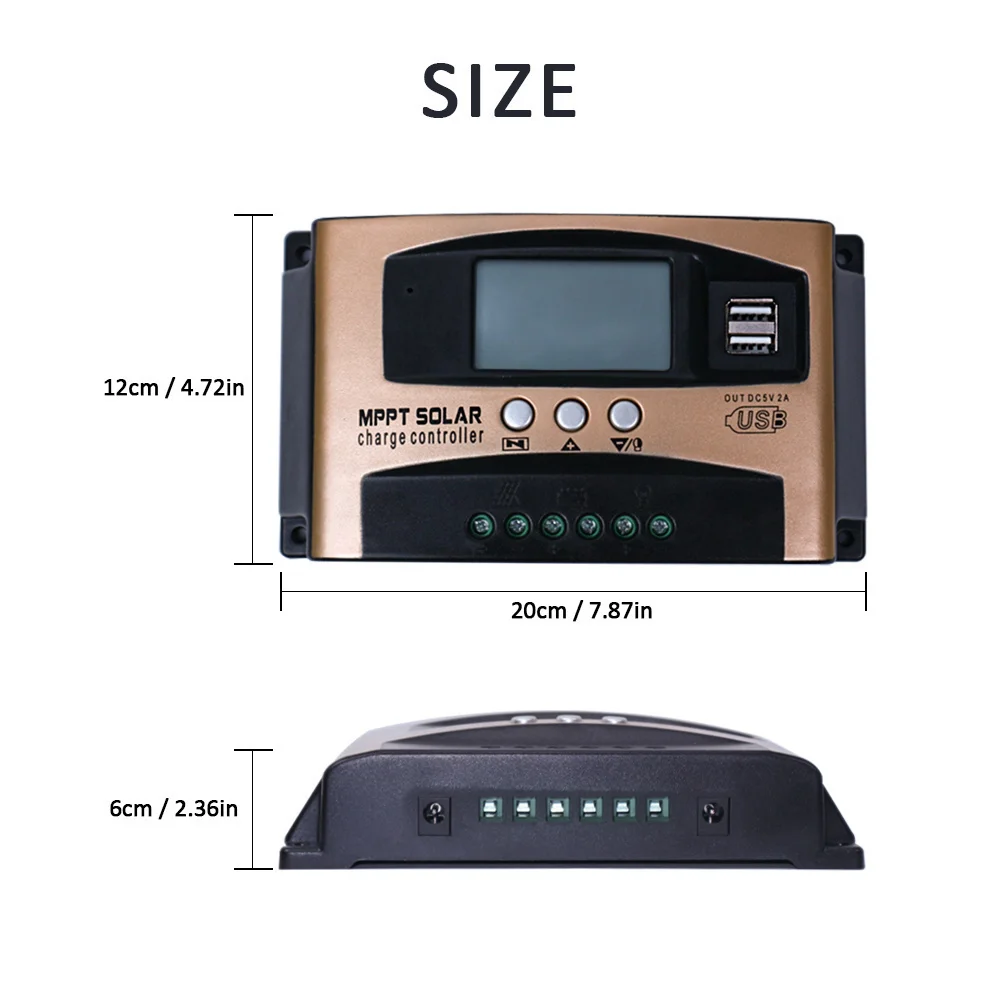 10A Solar Mppt Controller LCD Display Battery Charger 12 24V Solar System USB Port Regulator 20A 30A 60A 100A Home Appliance