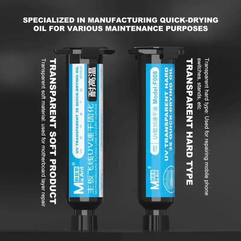 MaAnt New 3s Quick Dry UV Light Oil - High Temperature Resistant BGA PCB for Tail Plug Fixing Welding Resistance Curing Oil Tool
