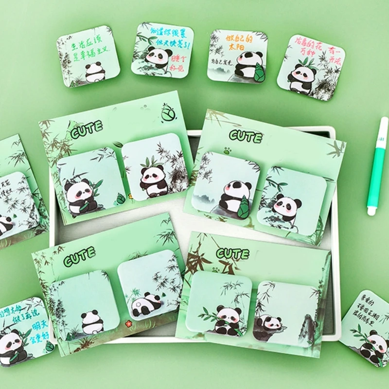 60 -backlets Cartoon Panda Notes Paper 50x50mm Sticky Notes Pad kleine Notizbilder Erinnerung auf Notebook Journal Planer 601E