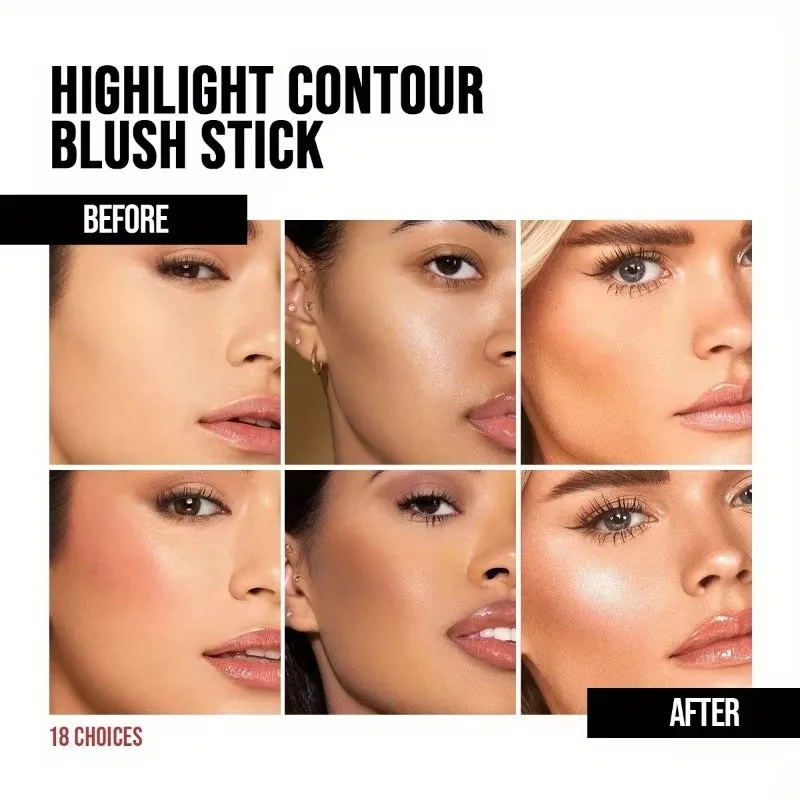 3D Glitter Highlighters Stick High Gloss Shimmer Waterproof Long-Lasting Blush Brightening Contour Concealer Makeup Cosmetics