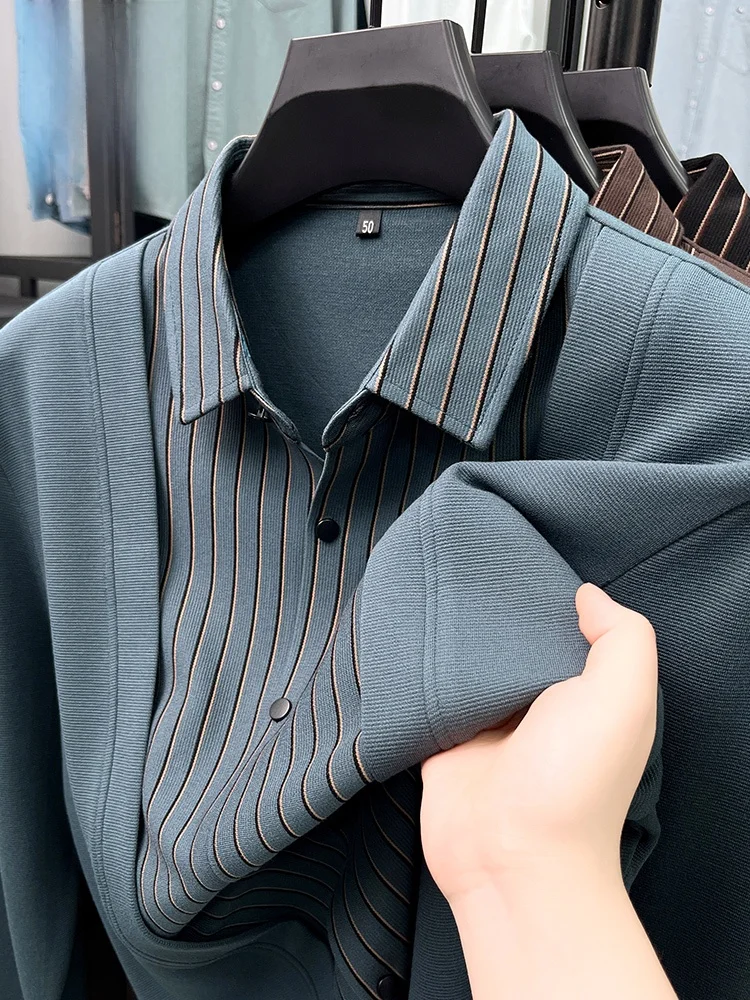 

Rn Casual Knitted Sweater Long Sve irt Collar Trendy Men's mid Autumn Faion Urban Loose Fit Breathable Open Cardigan