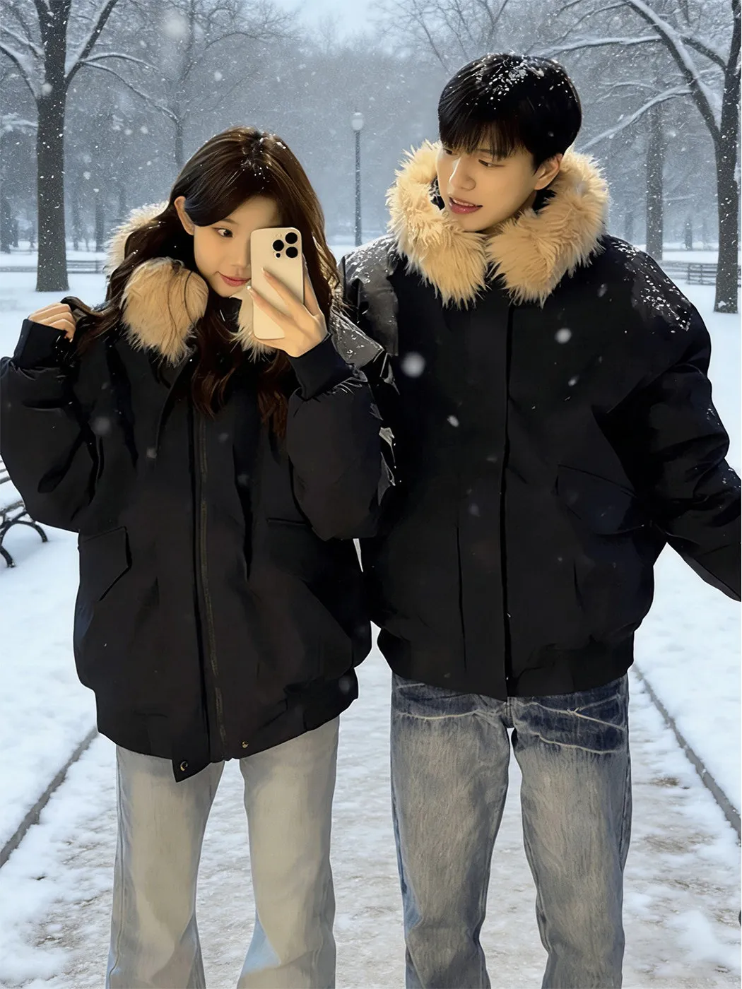 

Detachable Fur Collar down Cotton Jaet Men's Winter Northeast Cold Resistance Warmth Parka Hooded Cotton Coat Outerwear