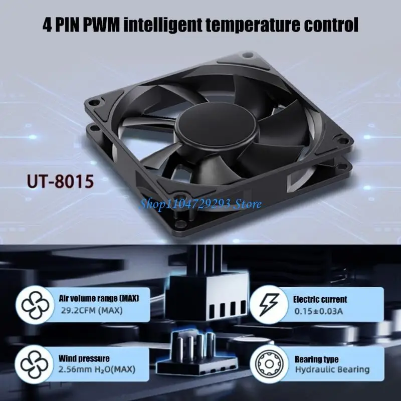 Y2GD UT8015 80mm CPU Cooling Fan PWM Temperature Control And Quiet Hydraulic Bearing