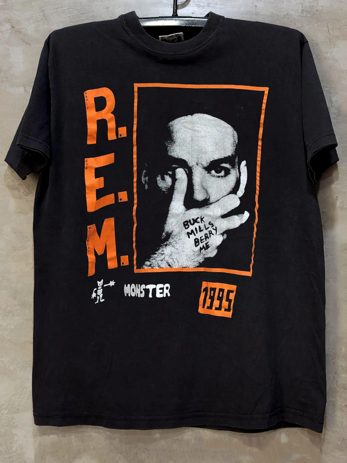 Rem 1995 Monster Rock Short Sleeve T-Shirt Chic West Coast Small Collar Pure Cotton Trendy Breathable Loose Fit Unisex T-Shirt