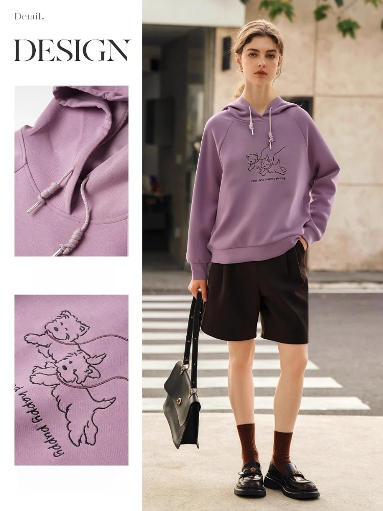 OLrain Women's Hooded Loose Sweater 2025 Autumn New Fun Cartoon Embroidered Tops Fashion Casual Sweatshirts Commute O57QR000695