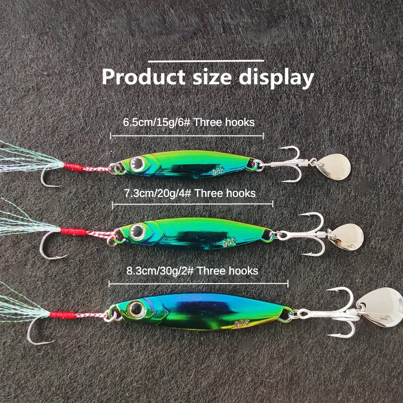 2 Pcs/bag Electroplating Cutting Mirror Iron Plate Lure Lure Tossing Sequins Rotating Sequins Treble Hook Bass Bait Accessories