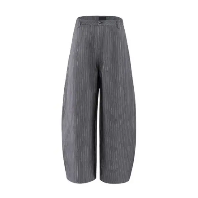 

Gray Striped Wide Leg Pants Casual Straight Cut Trousers for Men And Women Spring Summer New Style Loose Fit High Waist Slimming