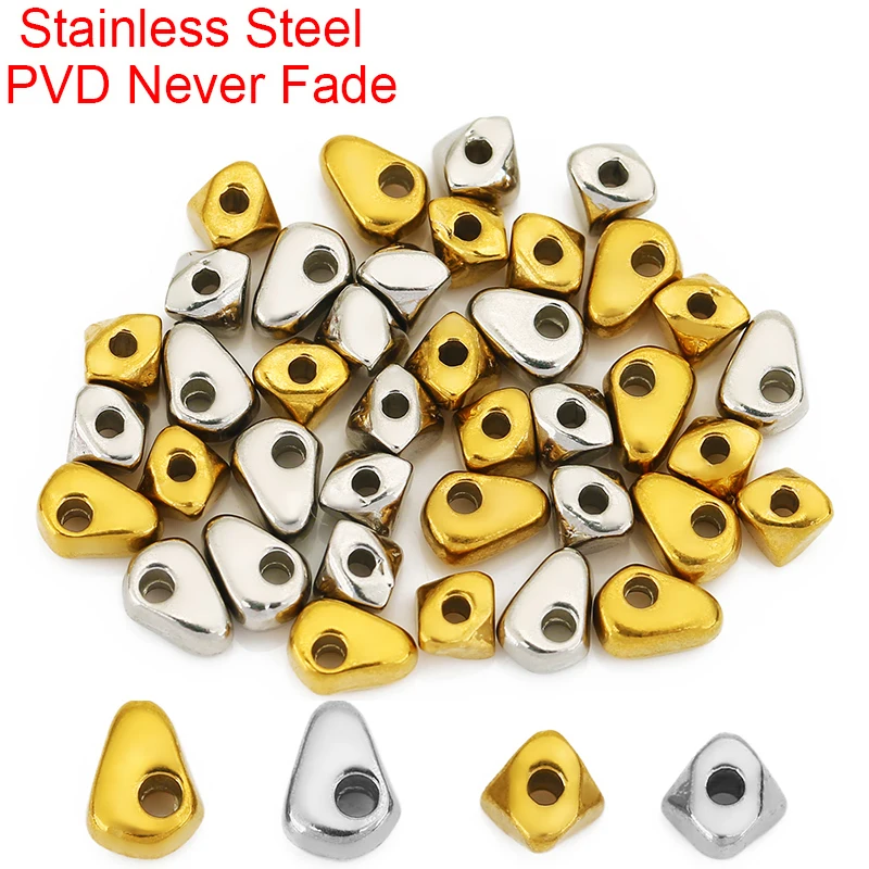 20pcs 5mm Stainless Steel Irregular Necklace Seed Beads Bulk PVD Never Fade Spacer Bracelets Beads for Jewelry Making Findings