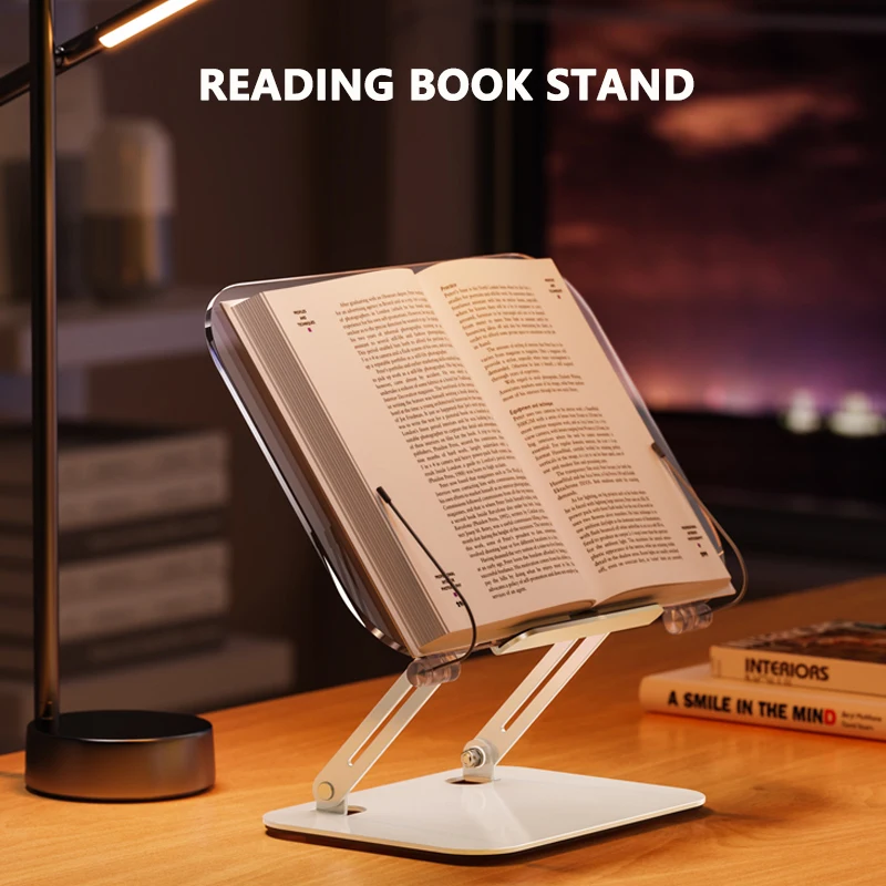 Adjustable Aluminum Reading Book Stand Holder Multi Heights/Angles Cookbook Bracket Desk Reading Holder for Laptop Tablet Stands