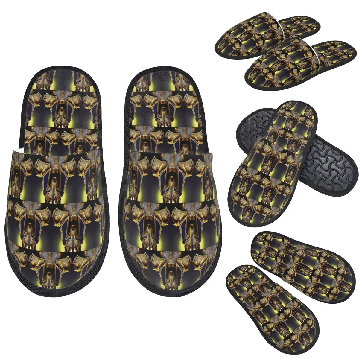 

Custom Egyptian God Anubis Art (2) Slippers Memory Foam Warm Soft Women House Slipper Indoor Cozy Shoes