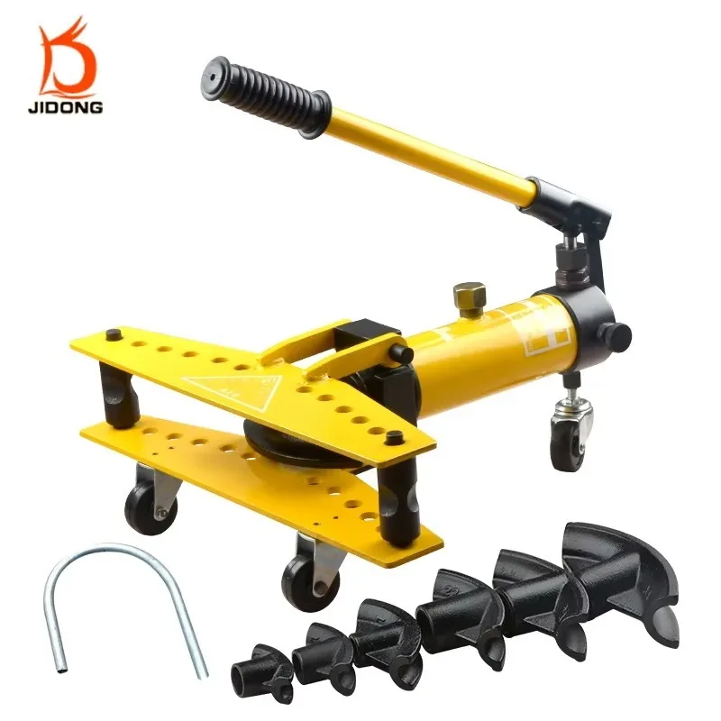SWG-1 Integral Manual Hydraulic Pipe Bender Casters 1-inch Ductile Iron 10T Output Force Metal Piping Thick Steel Bending Tool