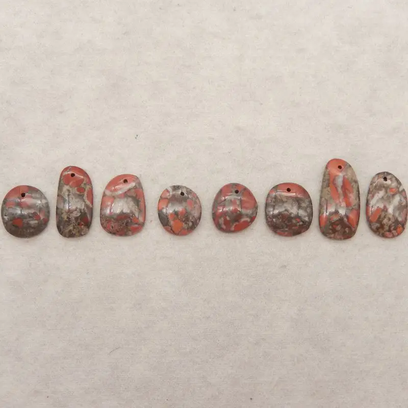 8PCS Polished Warring States Red Agate Assorted Pendants Natural Red-Brown Gemstone for Traditional Jewelry Designs