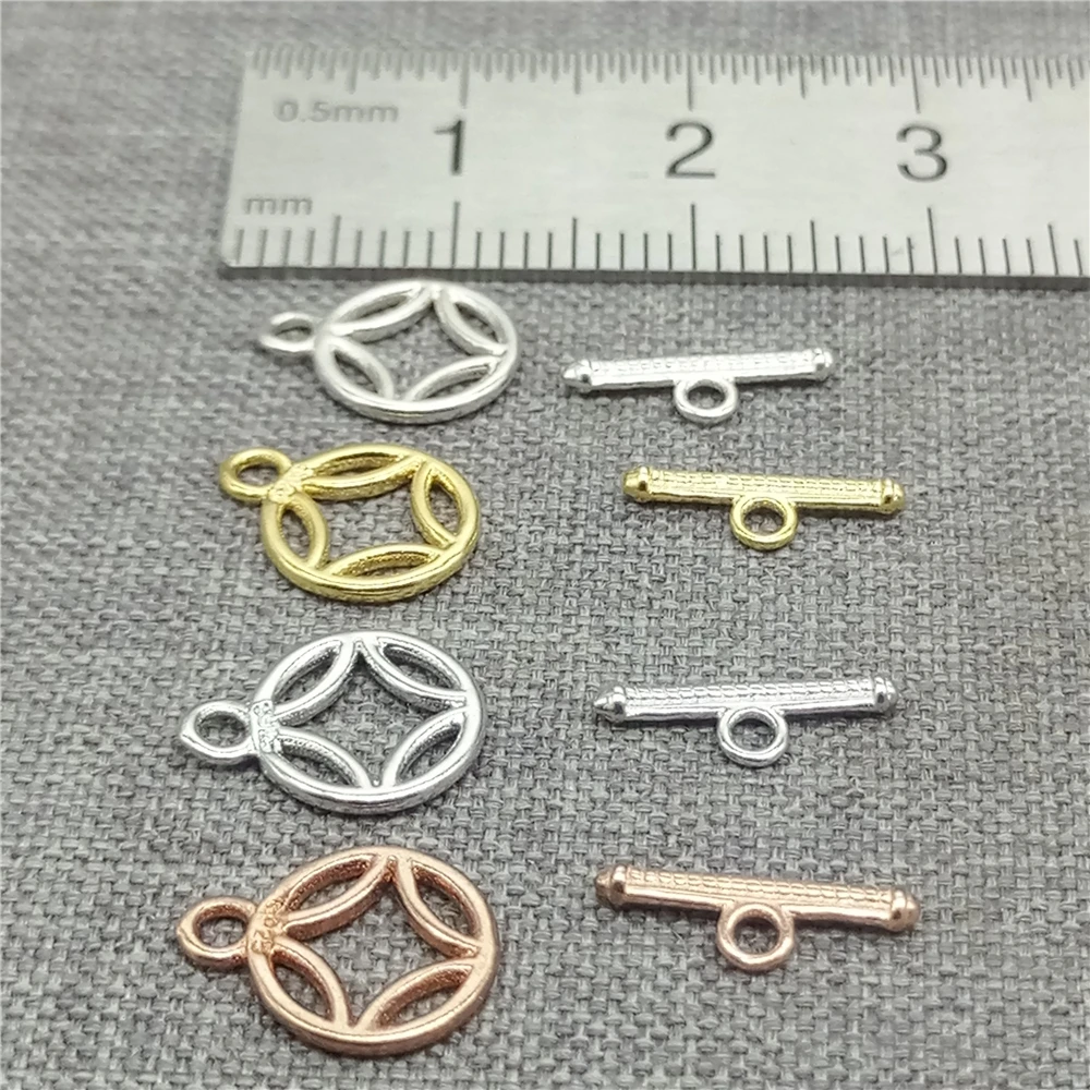 5sets 925 Sterling Silver Small Circle Toggle Clasps for Bracelet Necklace 8mm 10mm