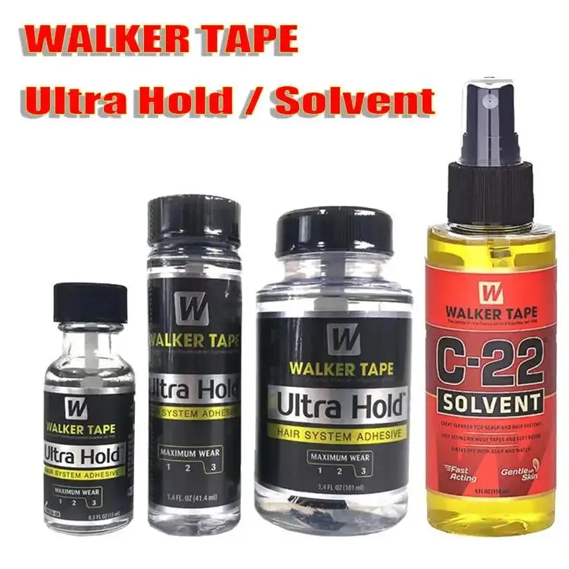 Walker Tape Ultra Hold Hair System Adhesive & 4oz 118ml C22 Solvent Wig Glue Remover for Lace Wigs Toupee Closure