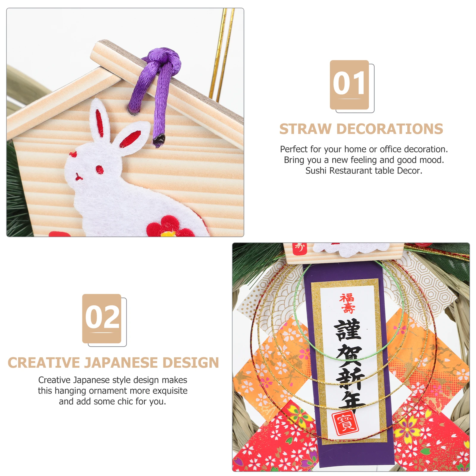 

Japanese Style Straw Hanging Wreath Decor Pendant for Home Sushi Restaurant New Year naments Craft Wall Decor Home Adornment
