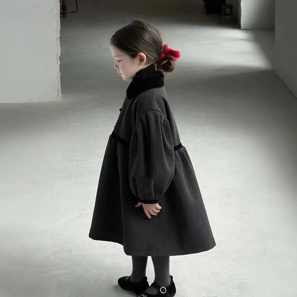 Girls' Outerwear Fashion Version with Added Velvet and Thick Woolen Coat 2025 Winter Clothing New Style Cotton Jacket