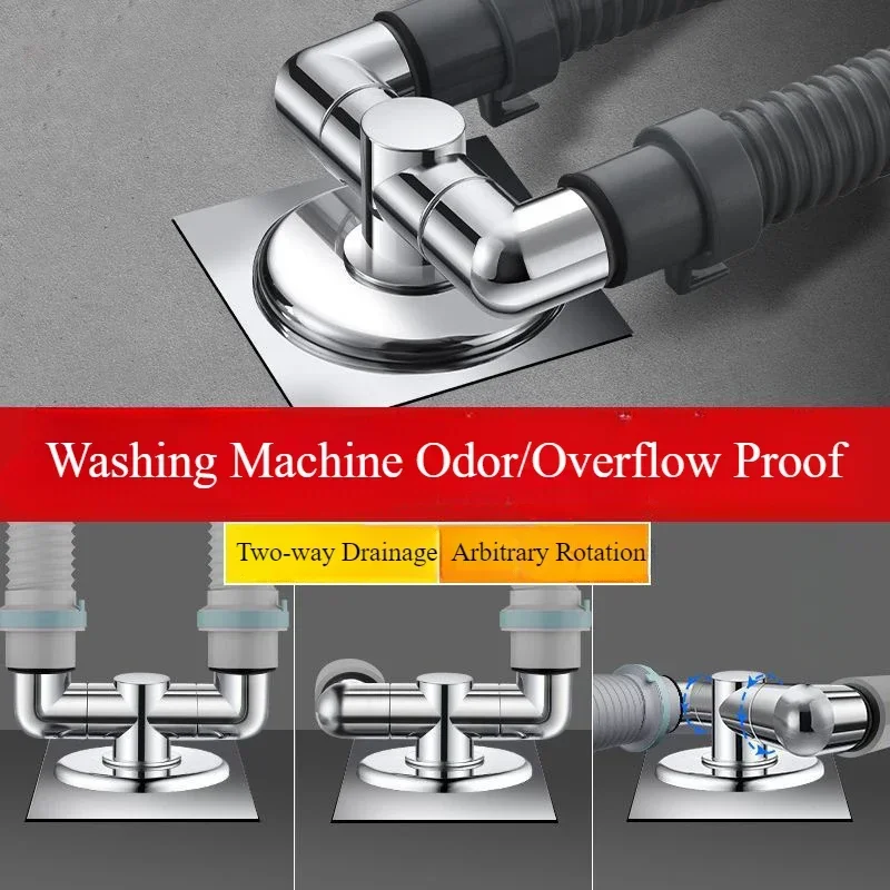 

Three Head Through The Drain Pipe Washing Machine Deodorant Down The Water Pipe Special Joint Anti-odor-overflow Three-way Shun