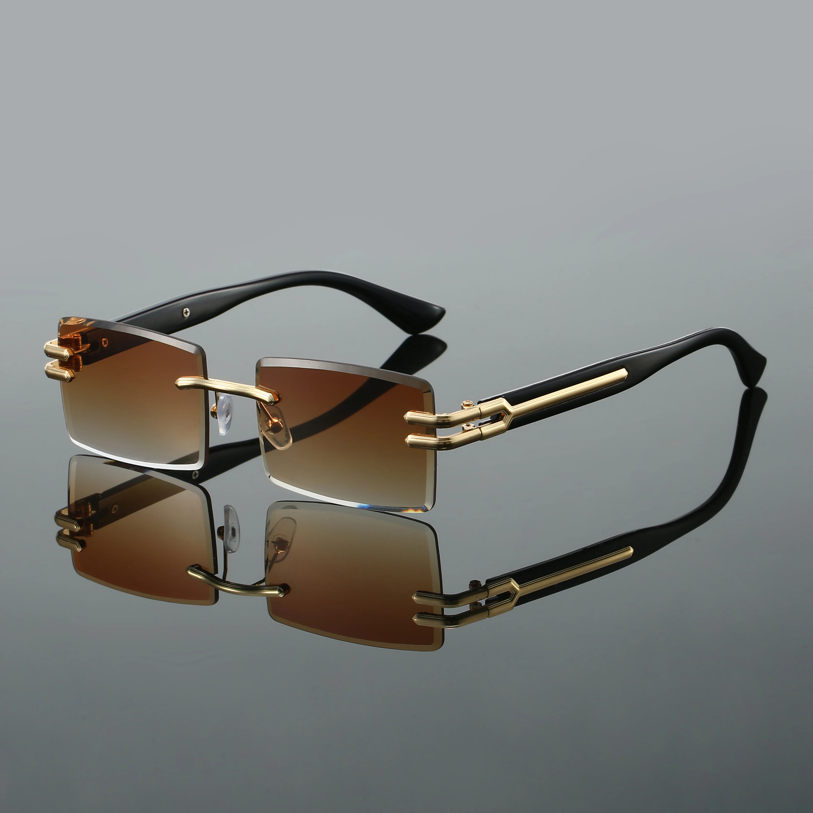 KAMMPT Retro Rectangle Black Shades Luxury Metal Men\'s Driving Sunglasses Stylish Brand Gradient Women\' Decor Sun Glasses